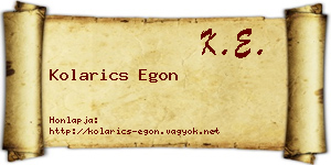 Kolarics Egon névjegykártya